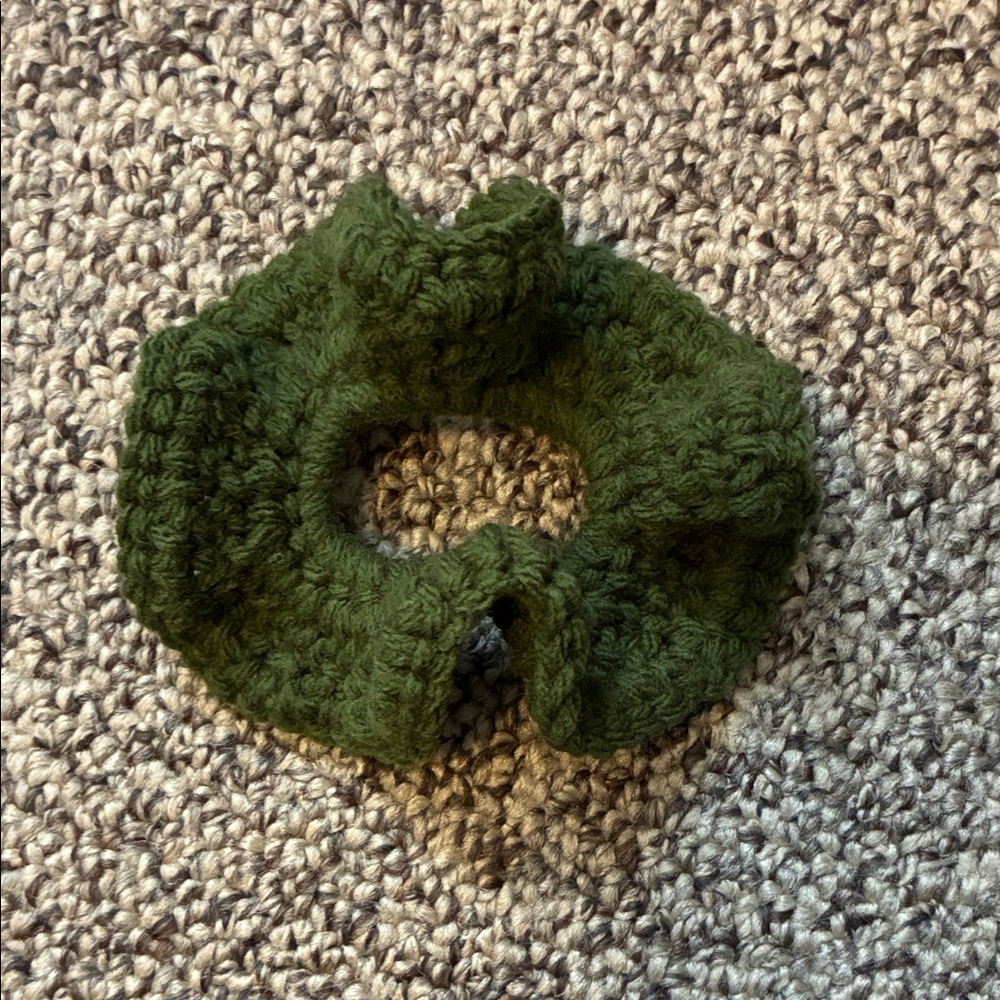 Green Crochet Hair Scrunchie